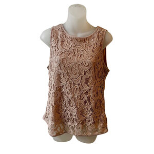Adrianna Papell lace overlay light pink sleeveless shirt size large